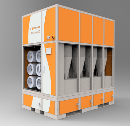 The aerodynamic chamber acts as a spark arrestor and solves the task of pre-filtering oil smoke.